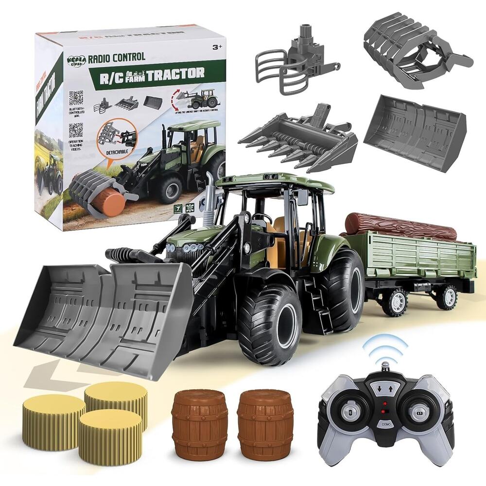 Remote Control Tractor,Kids 2.4Ghz RC Tractor Set,Toddler Farm Toys with 2 RC Me - Picture 1 of 7
